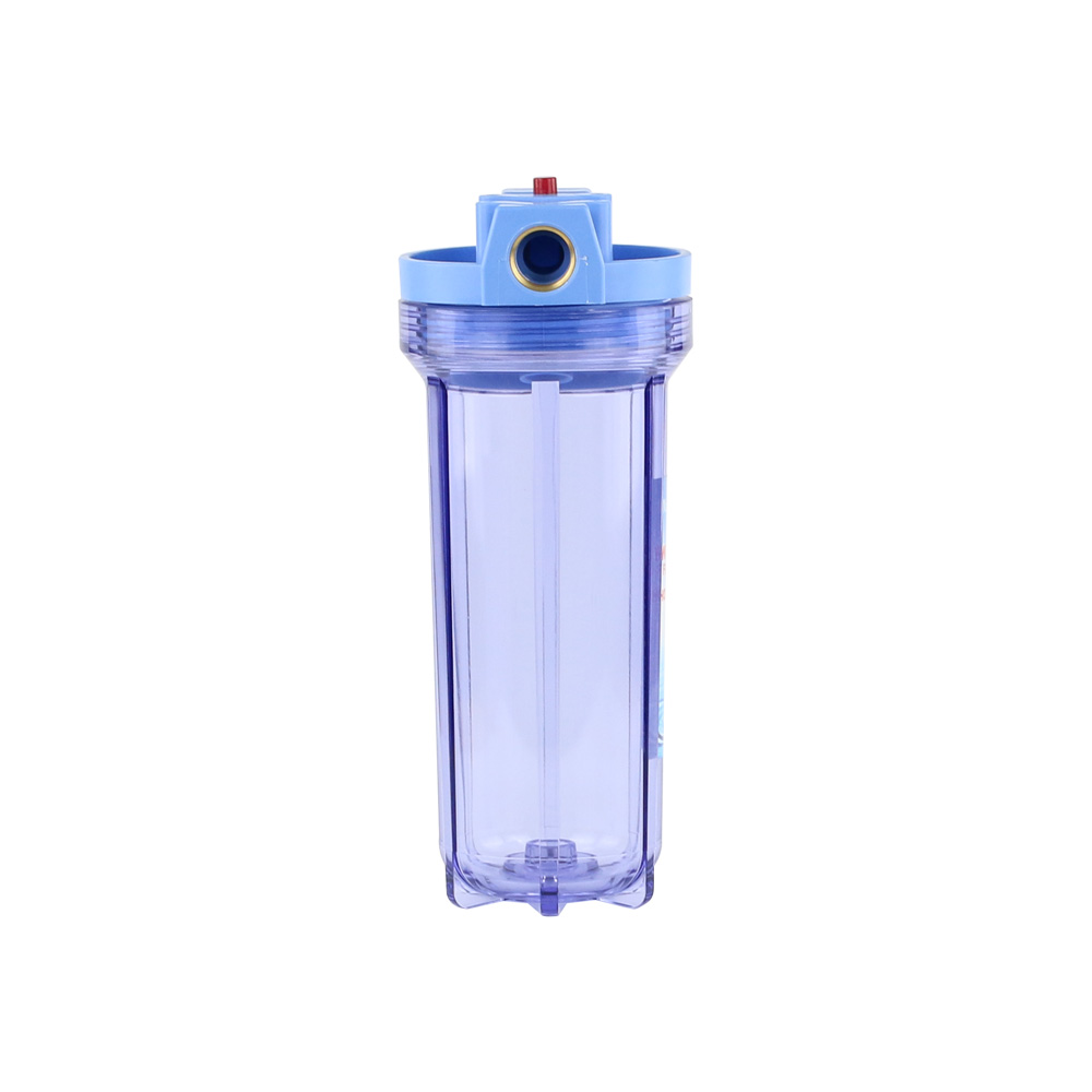 10" transparent color single O ring pipe so-safe water filter housing with red air release